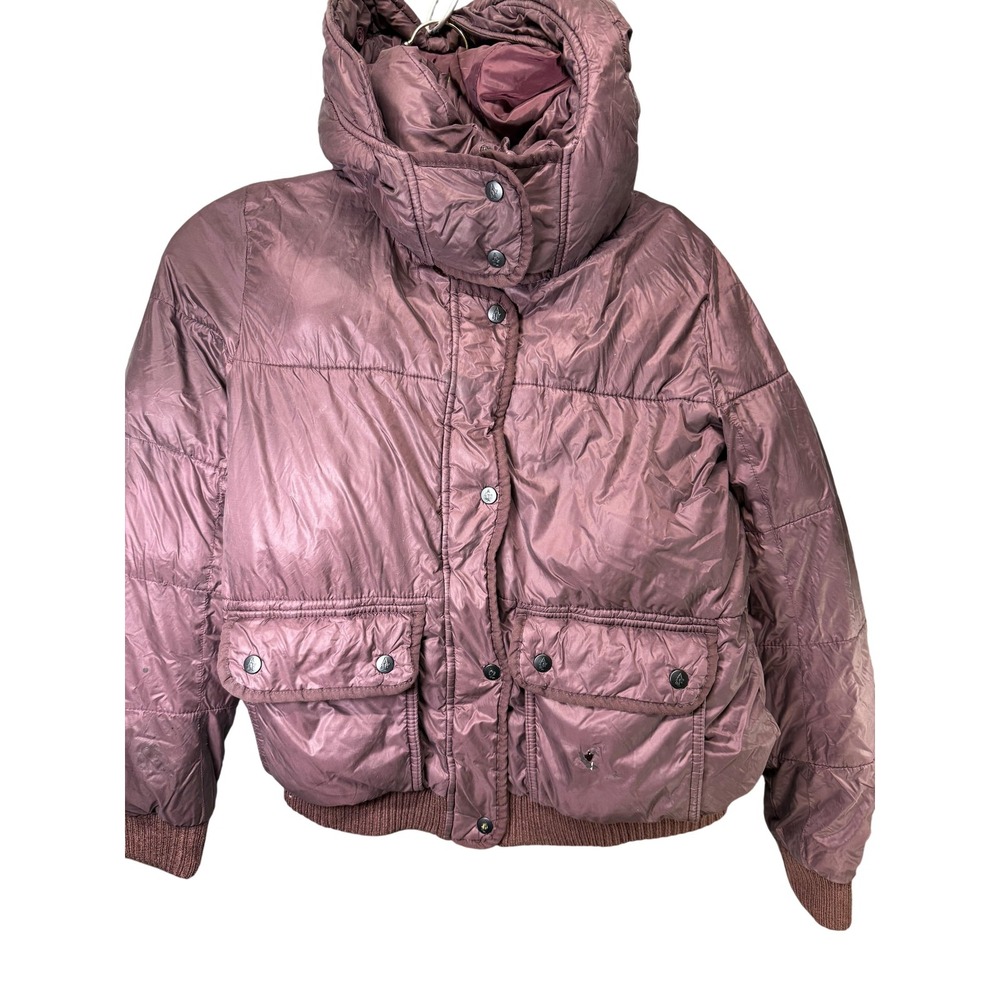 Abercrombie & Fitch Jacket Mens Medium Burgundy Puffer Hooded Water Resistant
